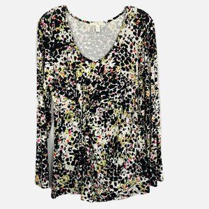 Anthropologie Weston Wear Abstract Print Twist Front Long Sleeve Top Size Large